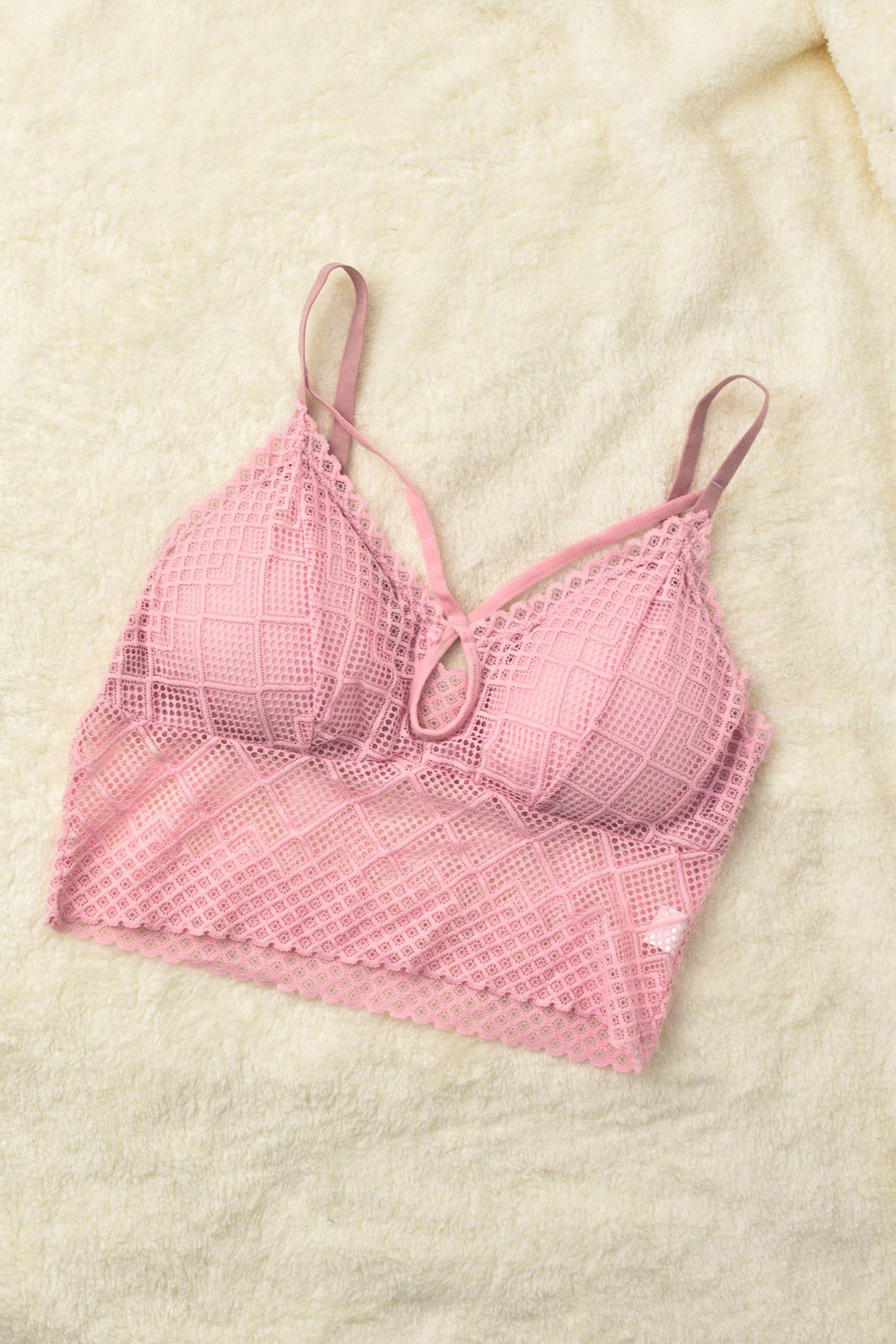 Γυναικείο Bralette με στρογγυλό σχέδιο στο μπούστο Απαλό Ροζ 8313