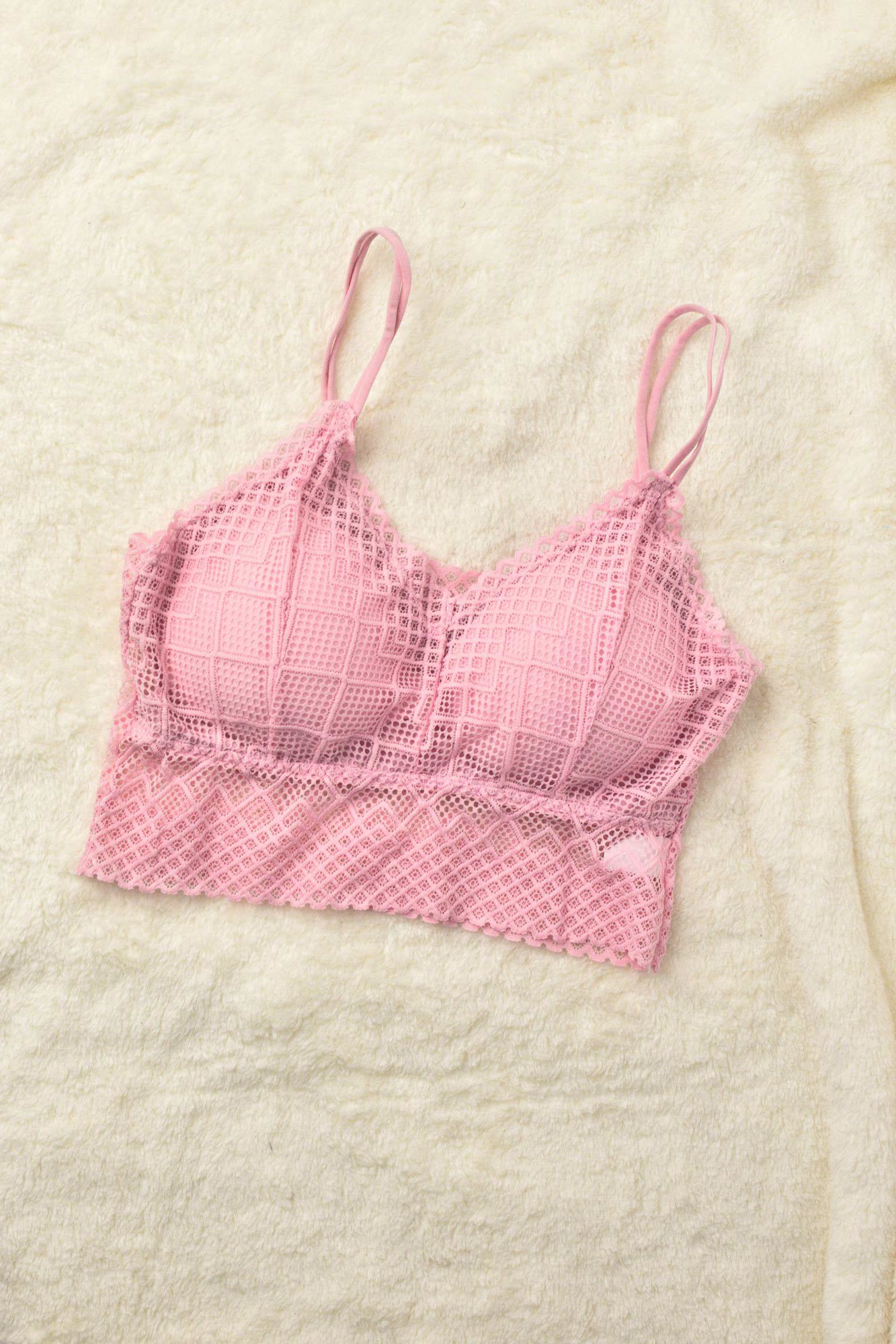 Γυναικείο Bralette με γεωμετρικά σχέδια Απαλό Ροζ 8270