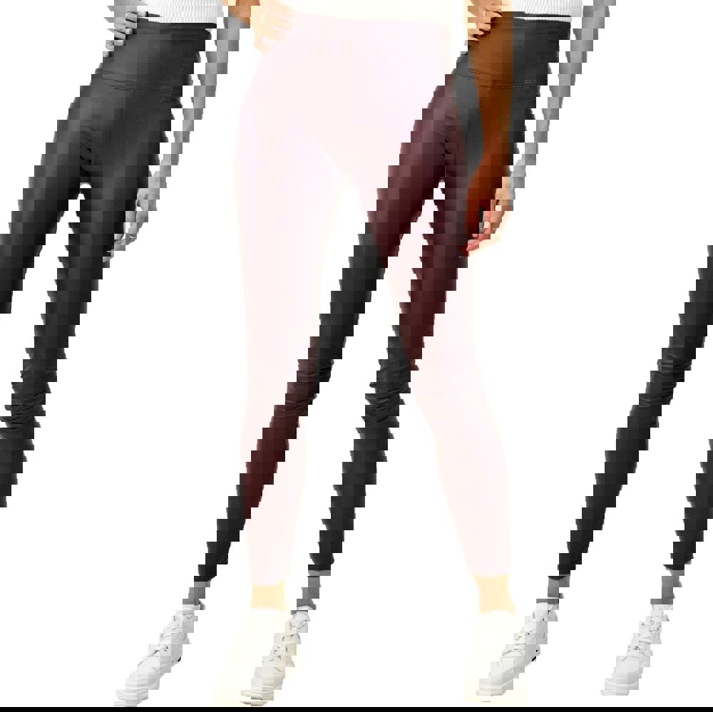 Γυναικείο δερμάτινο κολάν με χοντρή μπάσκα Μπορντώ 7864