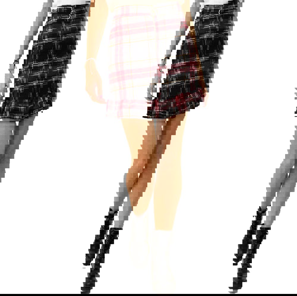 Γυναικεία φούστα πλεκτή με τελείωμα βολάν Μπορντώ 8408