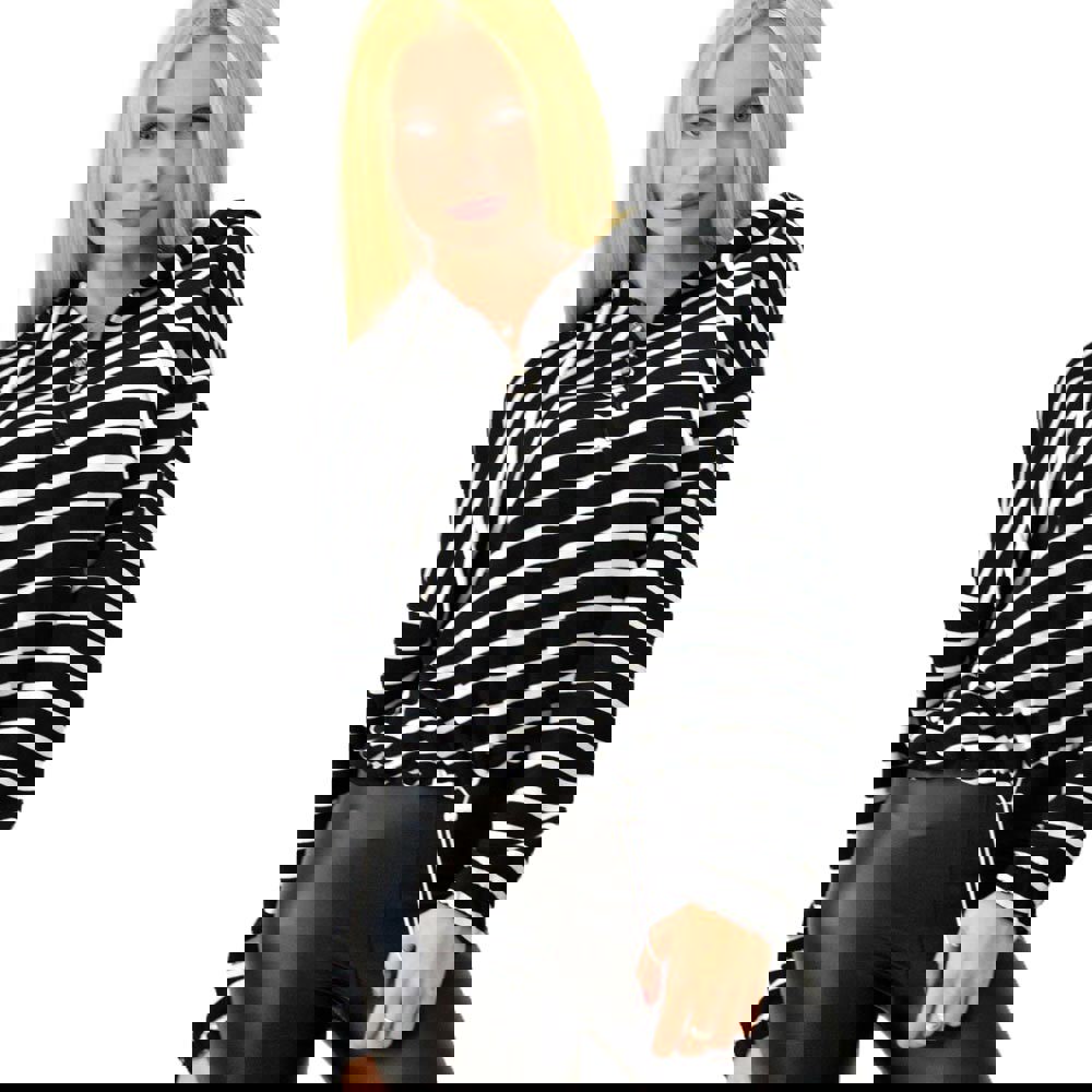 Γυναικείο ριγέ φούτερ Μαύρο 8573