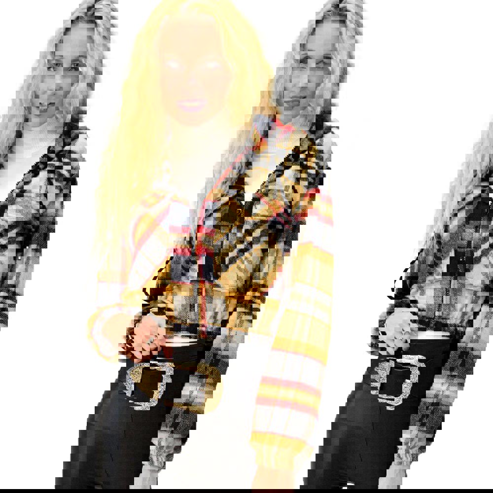 Γυναικεία καρό ζακέτα Μπεζ 8841