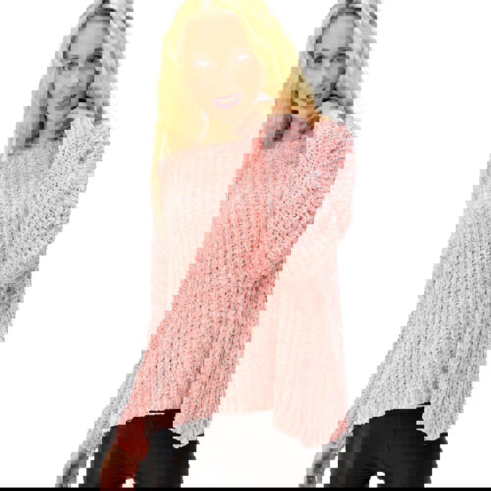 Γυναικεία μπλούζα σενίλ Απαλό Ροζ 8867