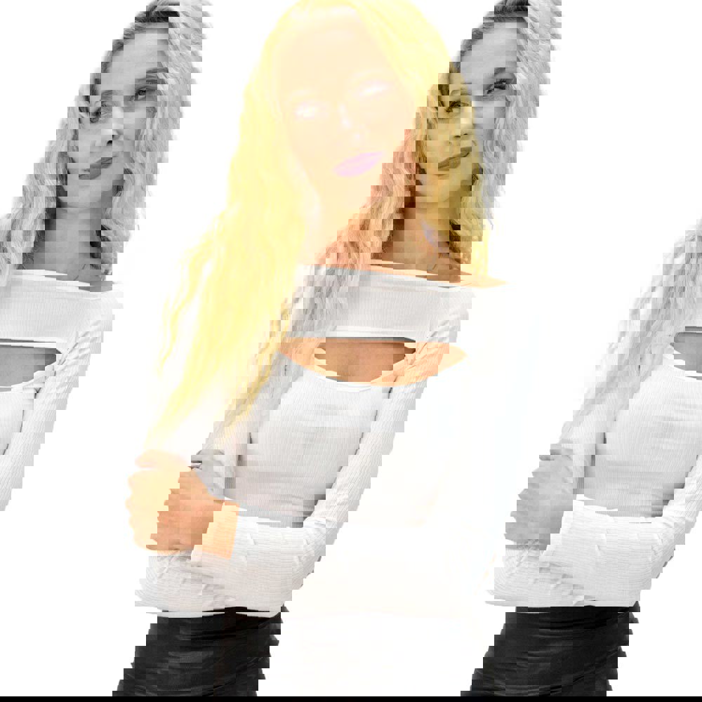 Γυναικείο τοπ με άνοιγμα στο μπροστά μέρος Εκρού 9329