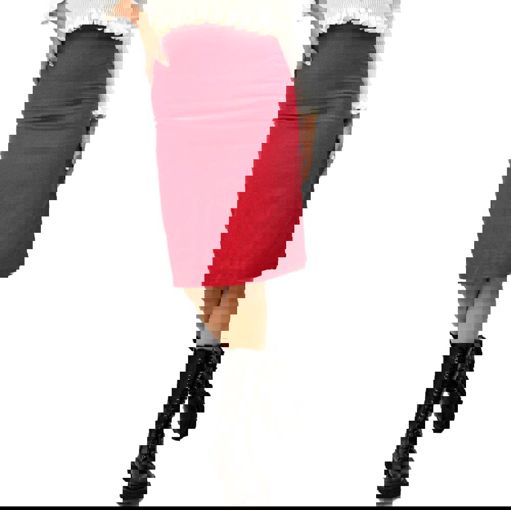 Γυναικεία midi φούστα μονόχρωμη Κόκκινο 9452