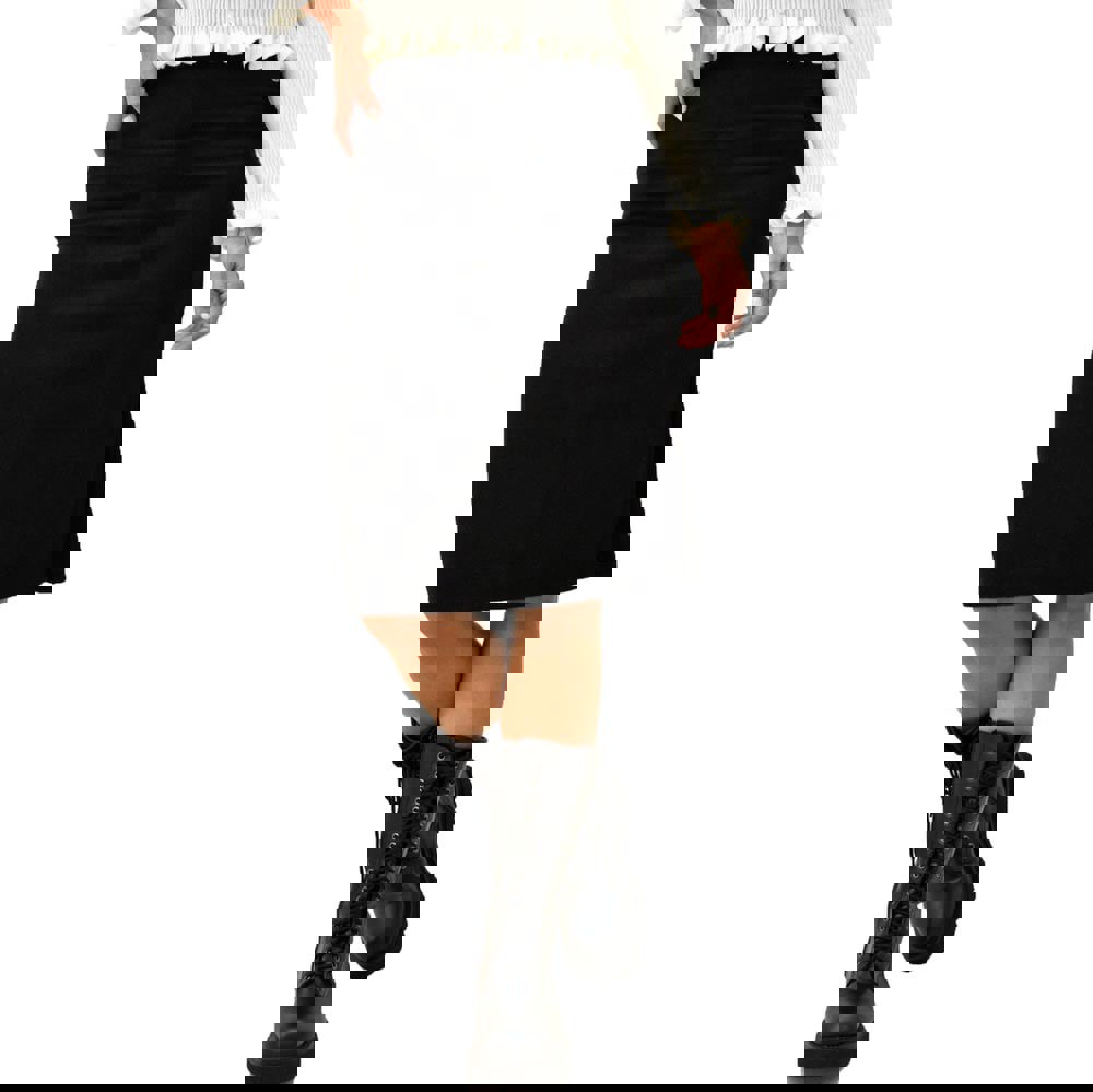 Γυναικεία midi φούστα μονόχρωμη Μαύρο 9453