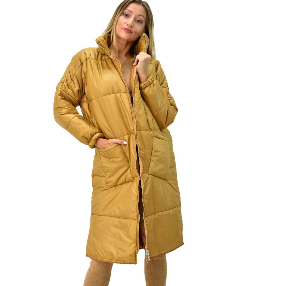 Γυναικείο μπουφάν oversized Μουσταρδί 9446