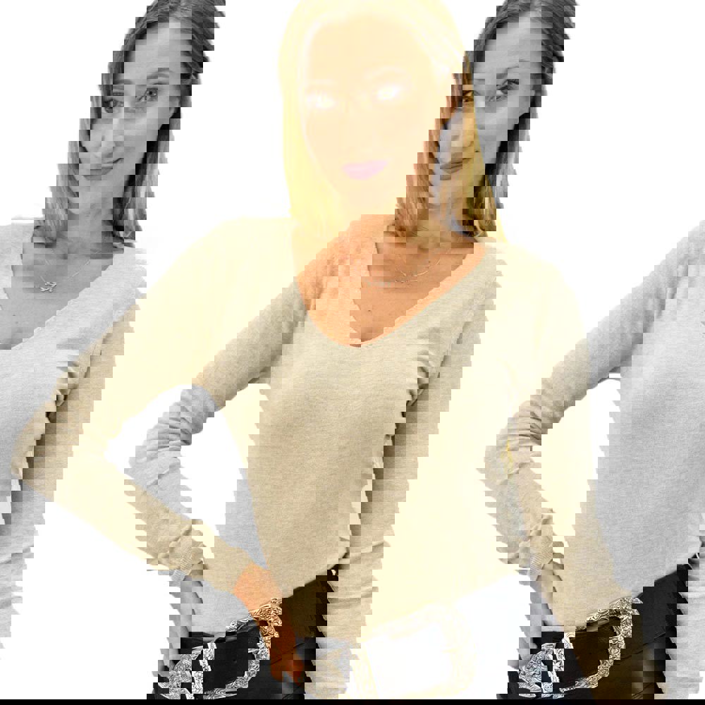 Γυναικείο λεπτό πλεκτό Μπεζ 9385