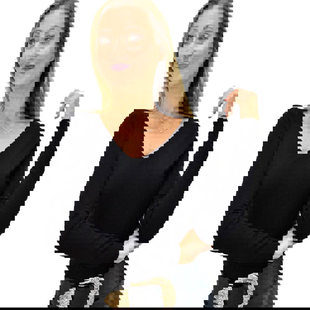 Γυναικείο λεπτό πλεκτό Μαύρο 9384