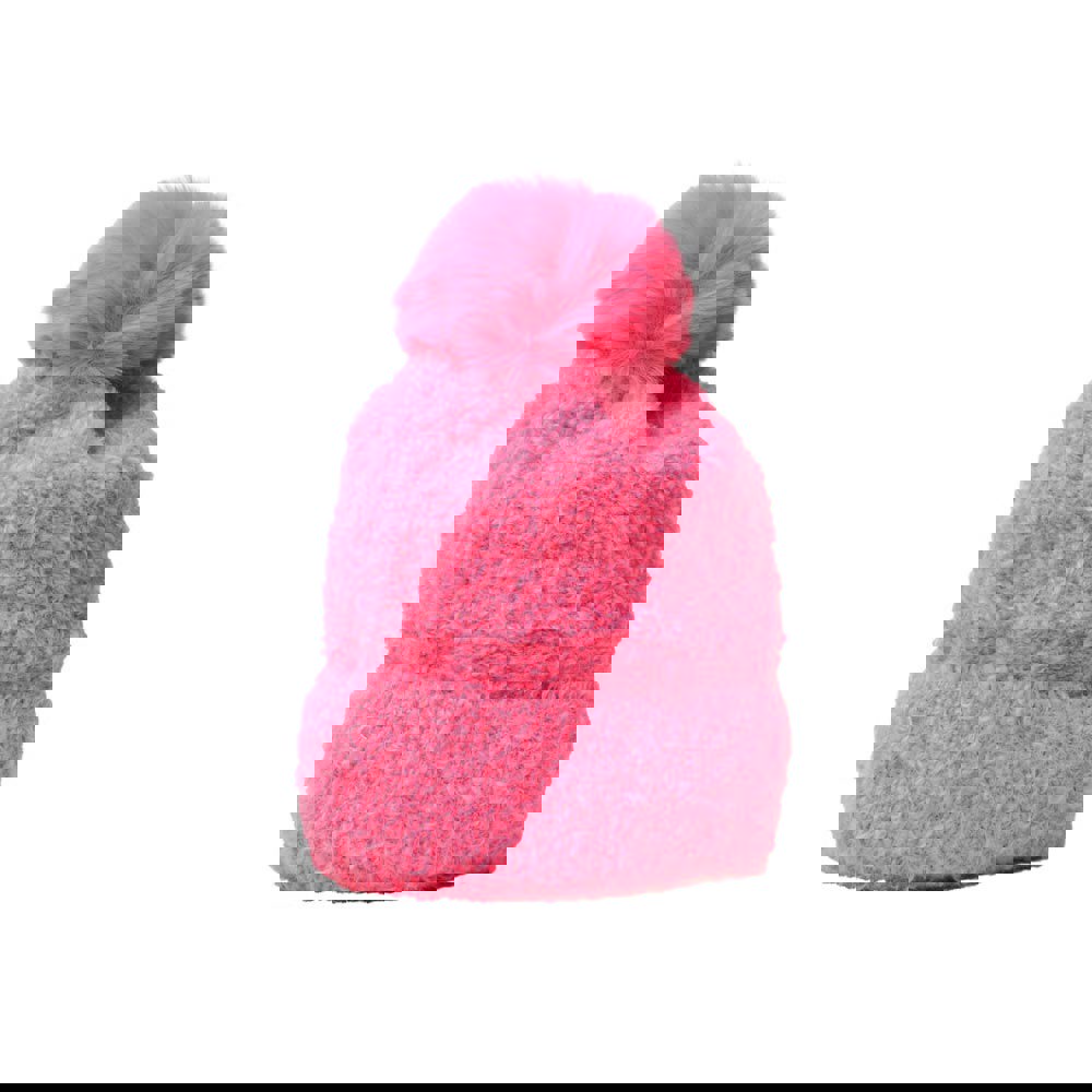 Γυναικείο σκουφί με φούντα χνουδωτό Ροζ 22692