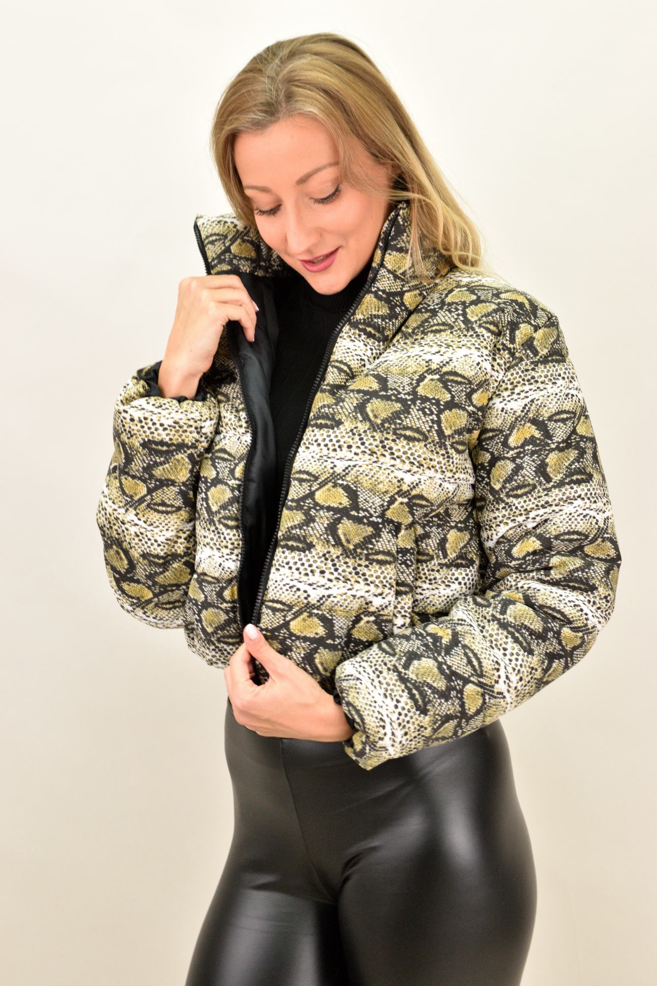 Γυναικείο μπουφάν bomber animal print Μπεζ 9408