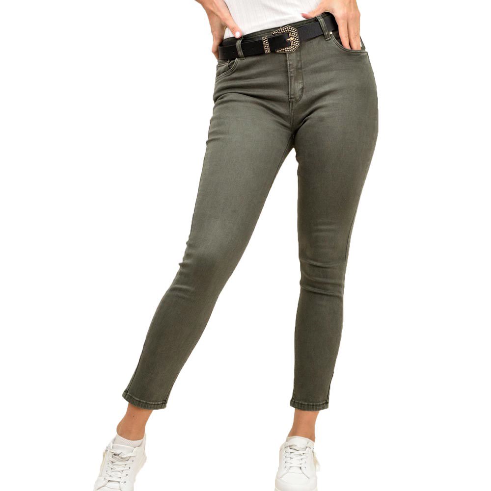 Γυναικείο τζιν μονόχρωμο Χακί 8902