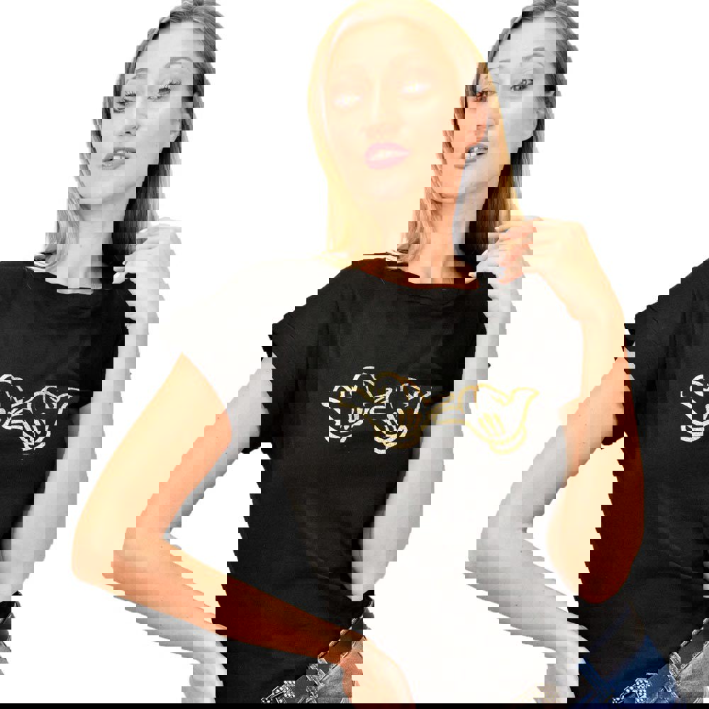 T-shirt με τύπωμα γάντια Μαύρο 9084