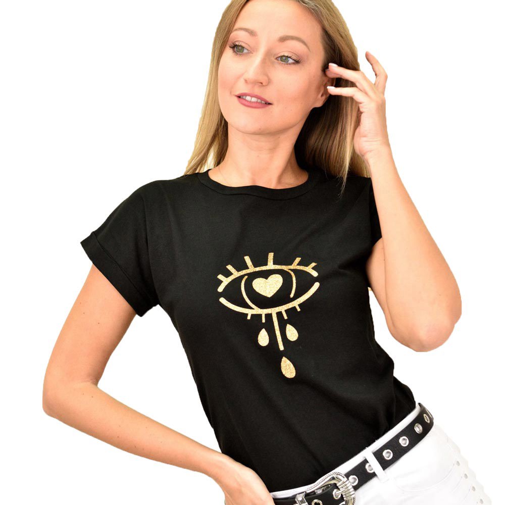 Γυναικείο T-shirt με τύπωμα μάτι Μαύρο 9478