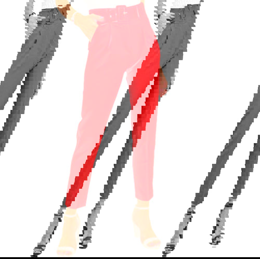 Γυναικείο παντελόνι με ζώνη Κόκκινο 9878