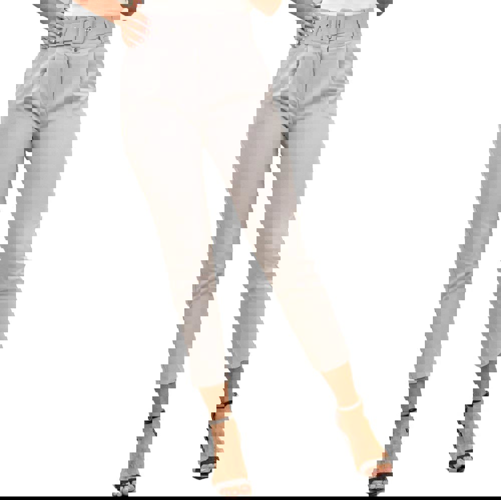 Γυναικείο παντελόνι με ζώνη Γκρι 9877