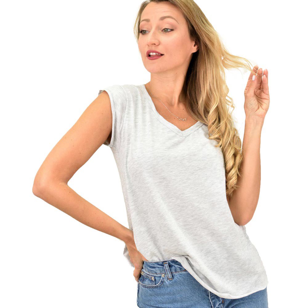 Γυναικεία μπλούζα με V λαιμόκοψη Γκρι 9838