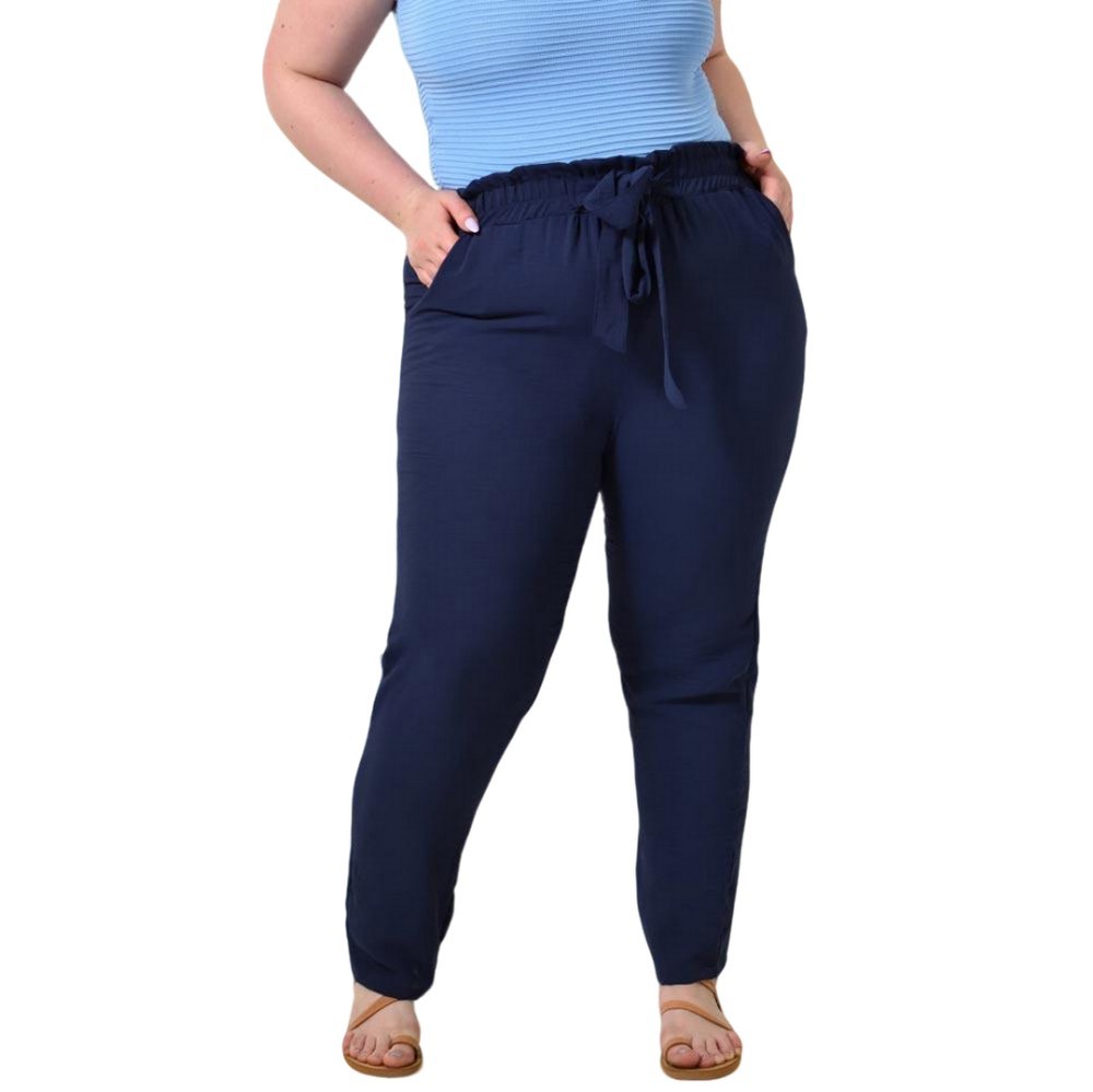 Παντελόνι με υφασμάτινη ζώνη Μπλε Σκούρο 24343