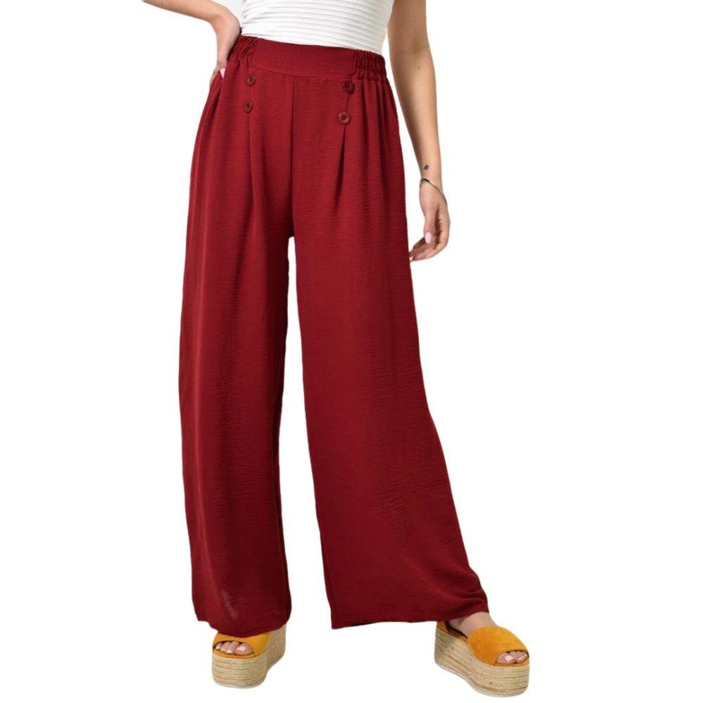 Παντελόνι ψηλόμεσο με κουμπιά Μπορντώ 24205