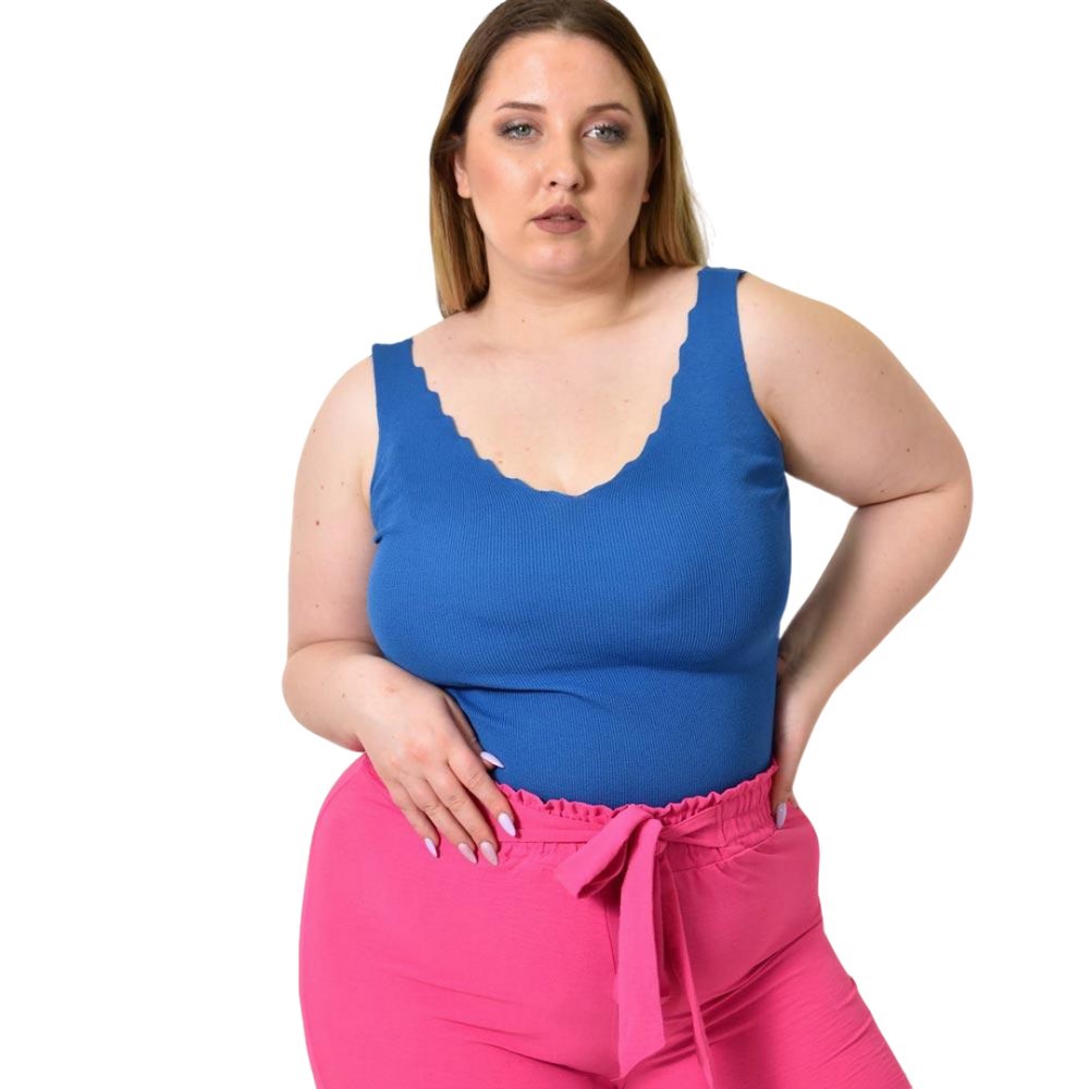 Γυναικείο Plus Size πλεκτό τοπ Μπλε 24354
