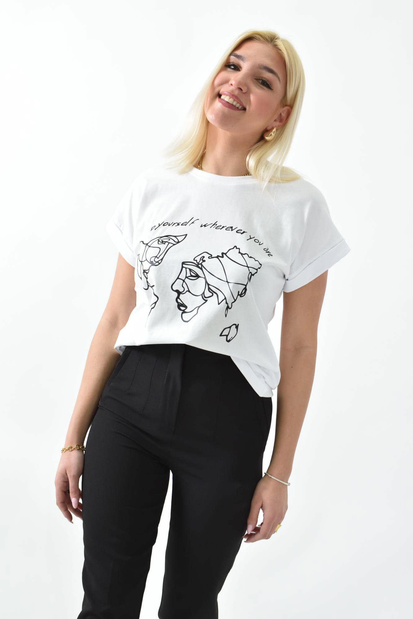T-shirt με τύπωμα Λευκό 26201