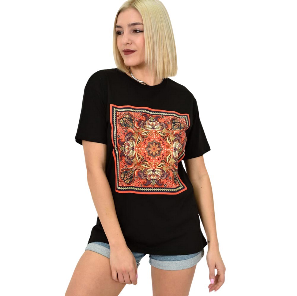Γυναικείο T-shirt με σχέδιο Μαύρο 23158