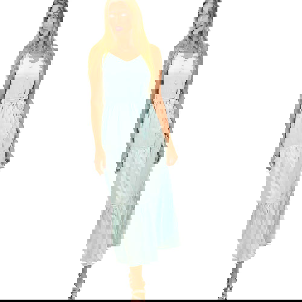 Γυναικείο φόρεμα maxi με ζώνη Μέντα 10976