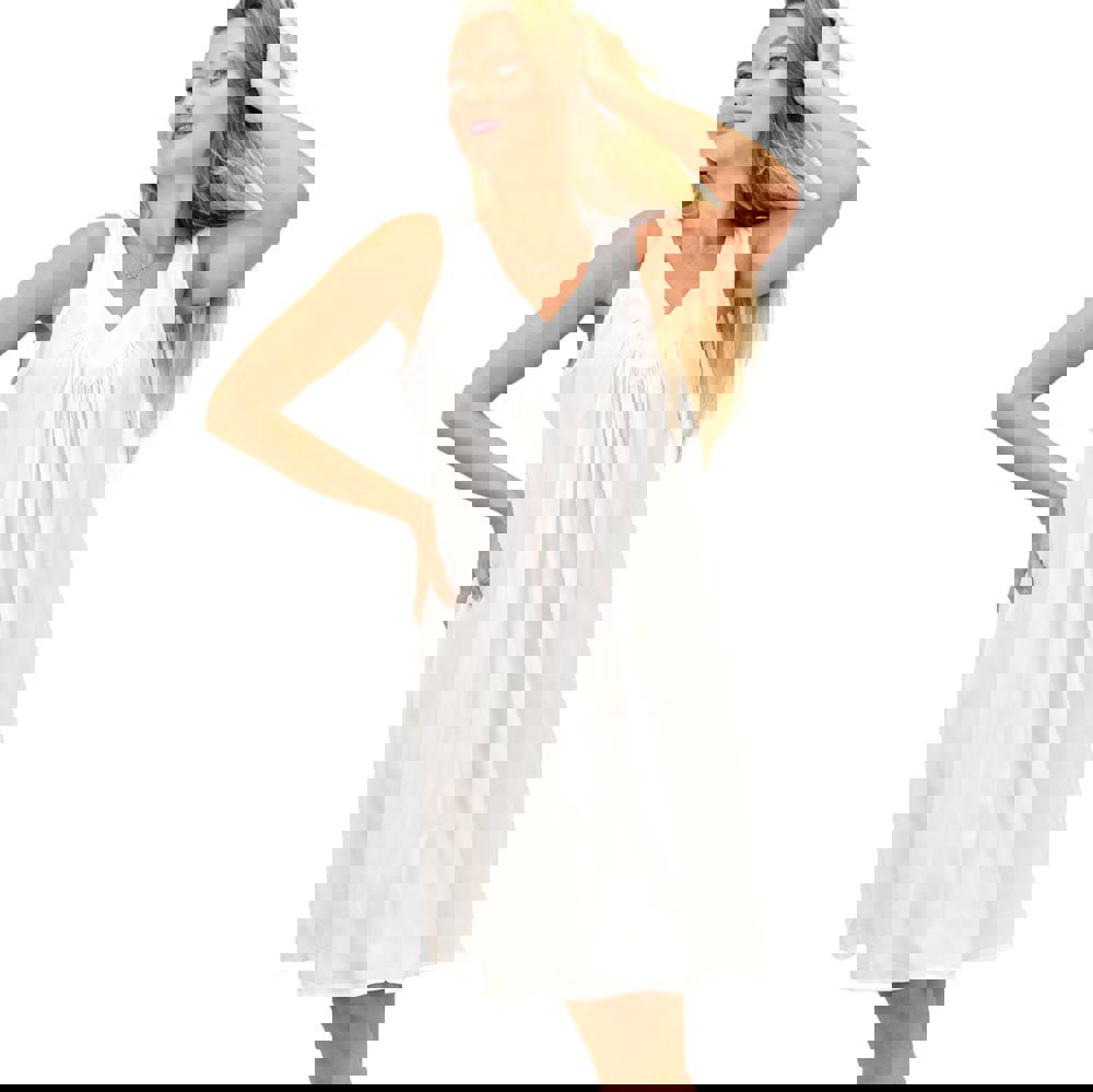 Γυναικείο αμάνικο φόρεμα και σε μεγάλα μεγέθη Λευκό 10961