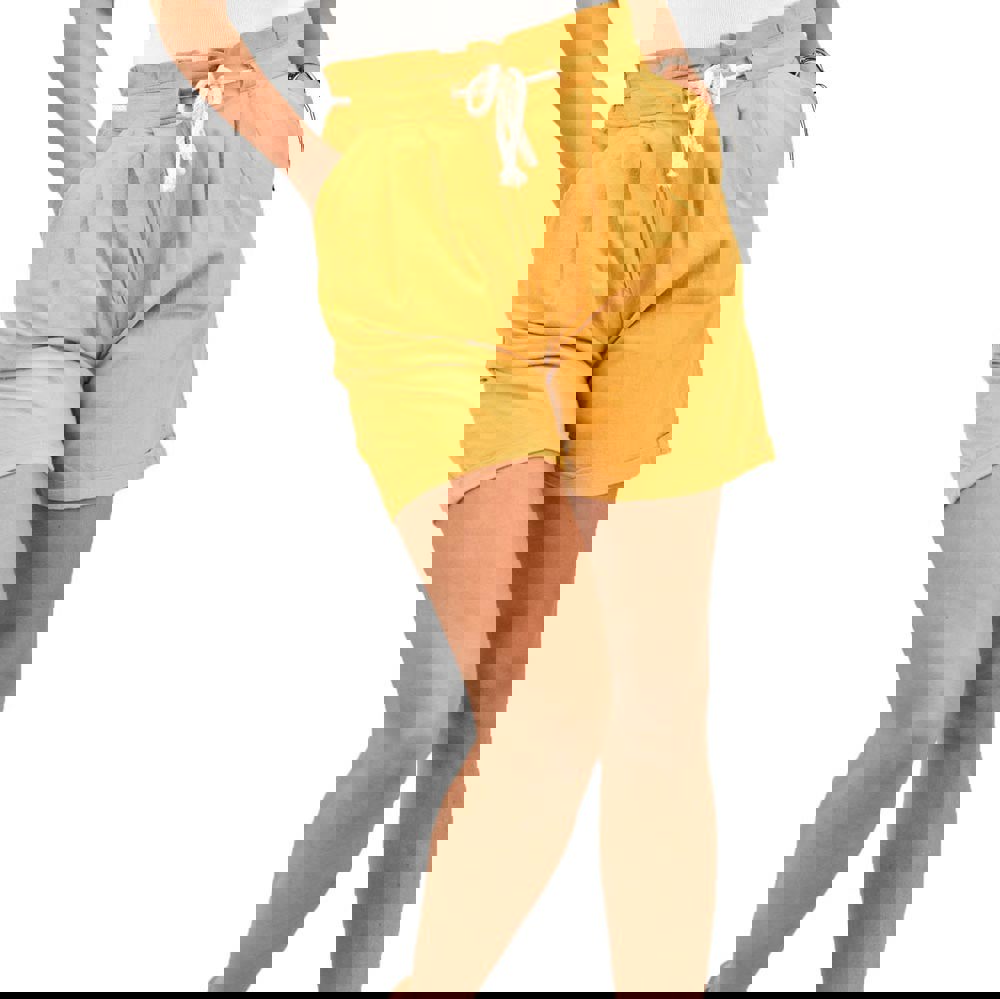 Yφασμάτινο σορτσάκι με κορδόνι Μουσταρδί 11238