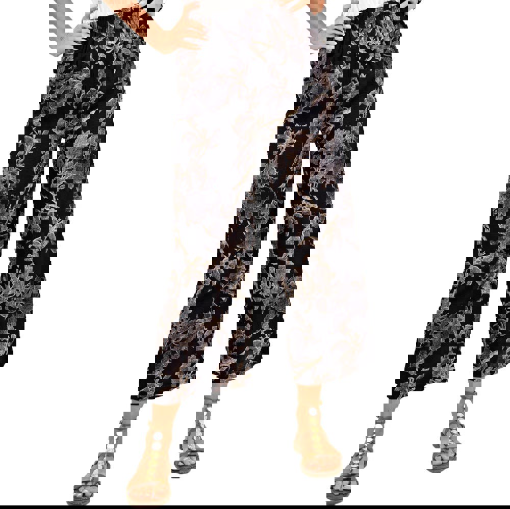 Γυναικεία παντελόνα τύπου λινό με σχέδια Μπλε Σκούρο 10768