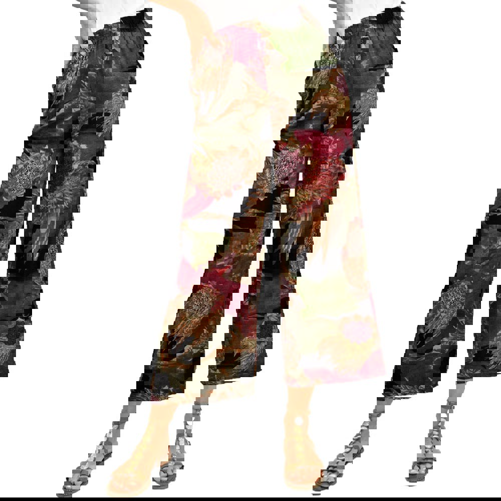 Γυναικεία παντελόνα τύπου λινό με σχέδια Πράσινο 10668