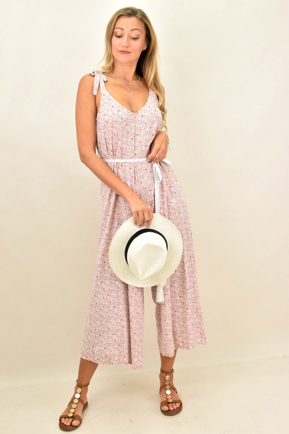 Ολόσωμη φόρμα με μικρά λουλούδια Ροζ 10880 φωτογραφία