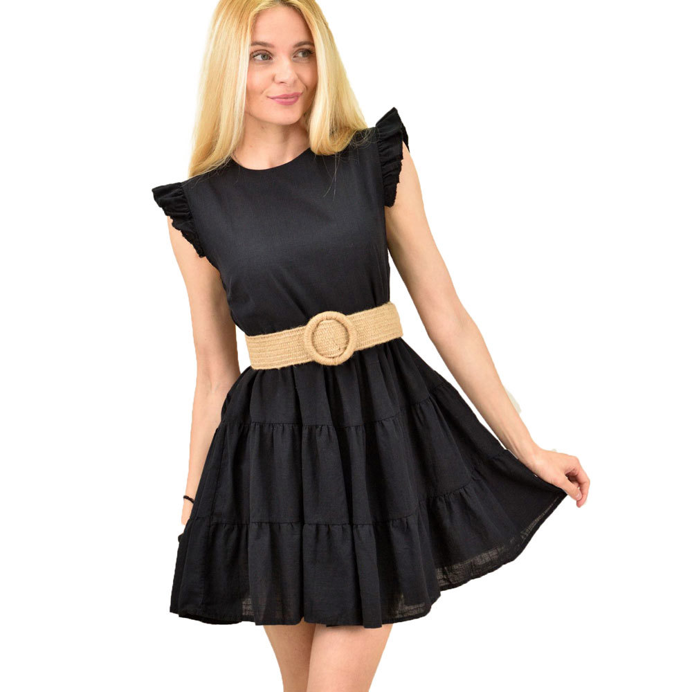 Γυναικειο αμάνικο μονόχρωμο φόρεμα Μαύρο 11263