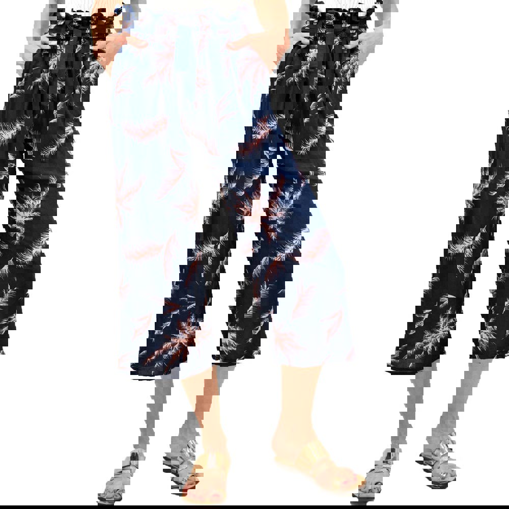 Γυναικεία παντελόνα ζιπ κιλότ με ζώνη Μπλε Σκούρο 12152