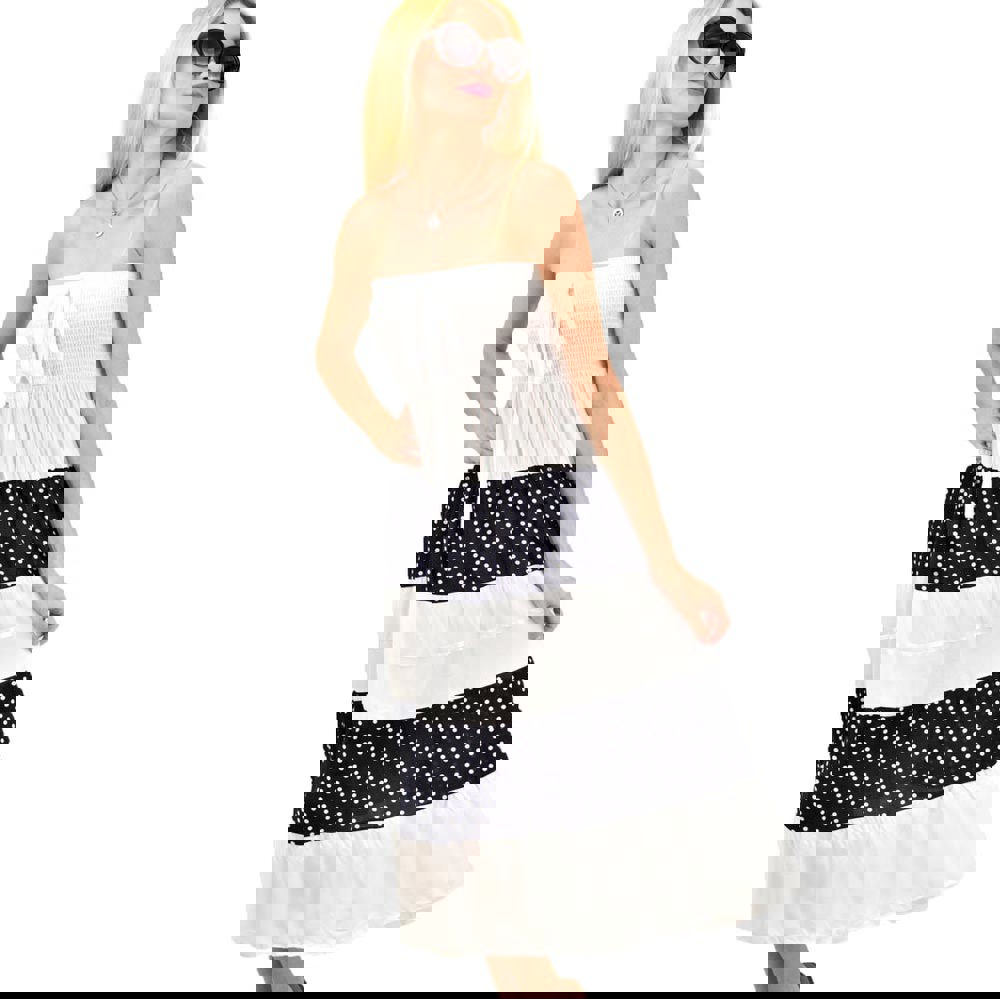 Γυναικεία φόρεμα πουά Λευκό 12111