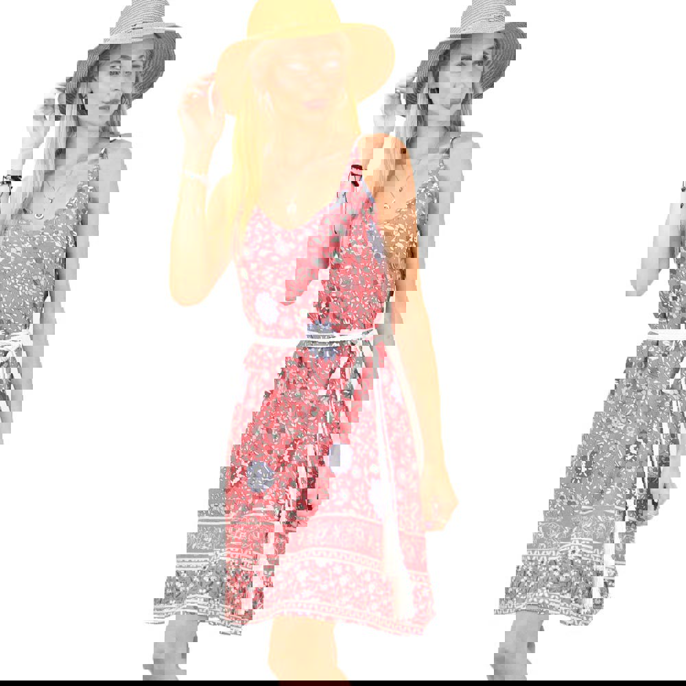 Γυναικείο φόρεμα φλοράλ Κόκκινο 11629