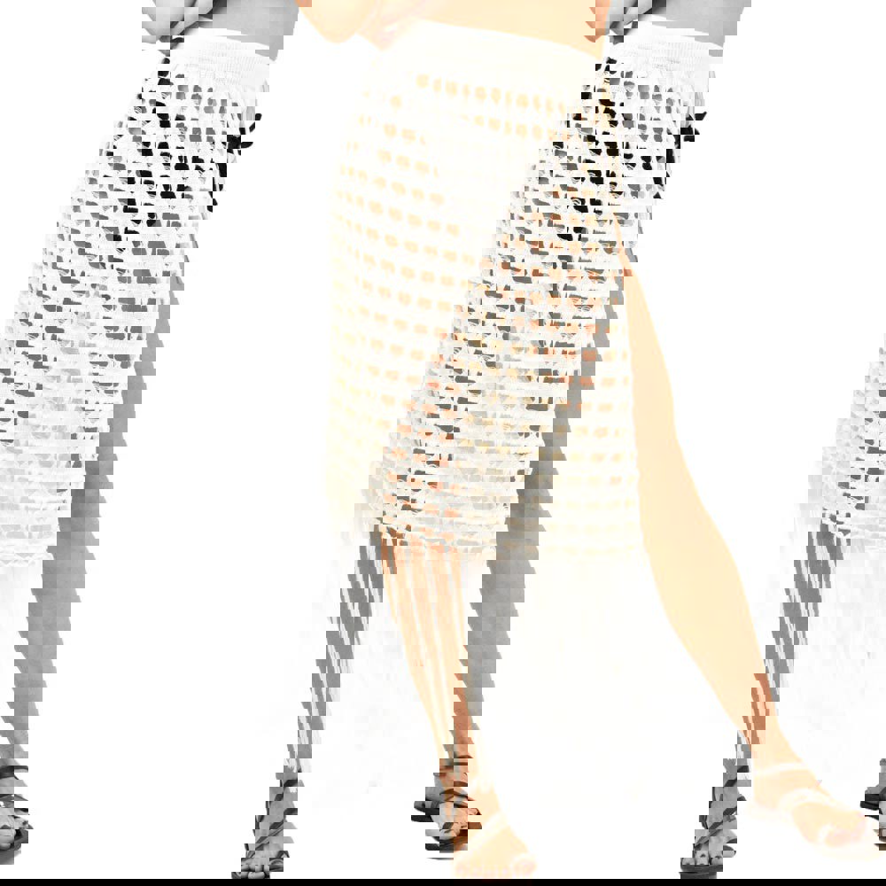 Γυναικείο παρεό πλεκτό διάτρητο Εκρού 11896