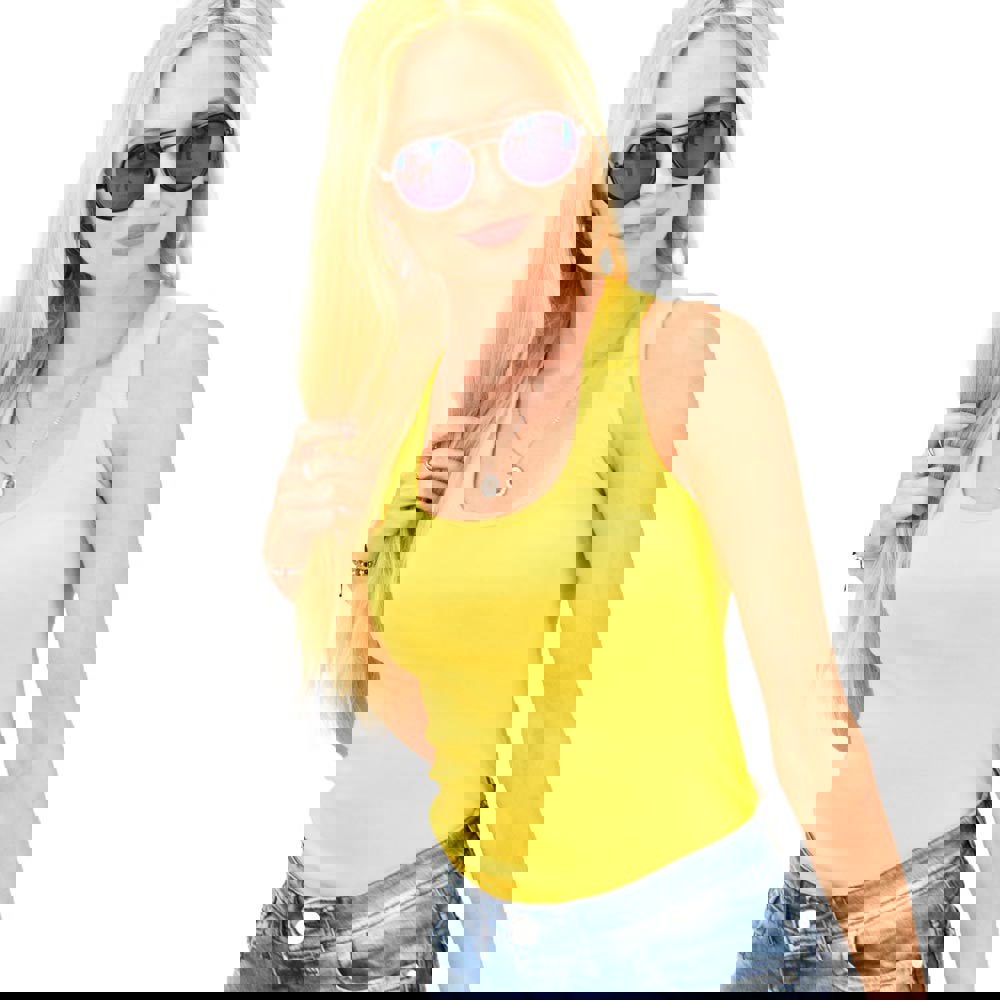 Γυναικεία μπλούζα ριπ με αθλητική πλάτη Κίτρινο 11882