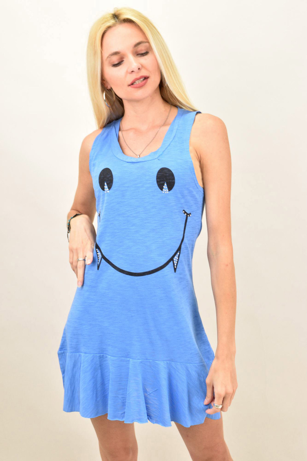 Γυναικείο μπλουζοφόρεμα με σχέδιο φατσούλα Μπλε 11912 φωτογραφία