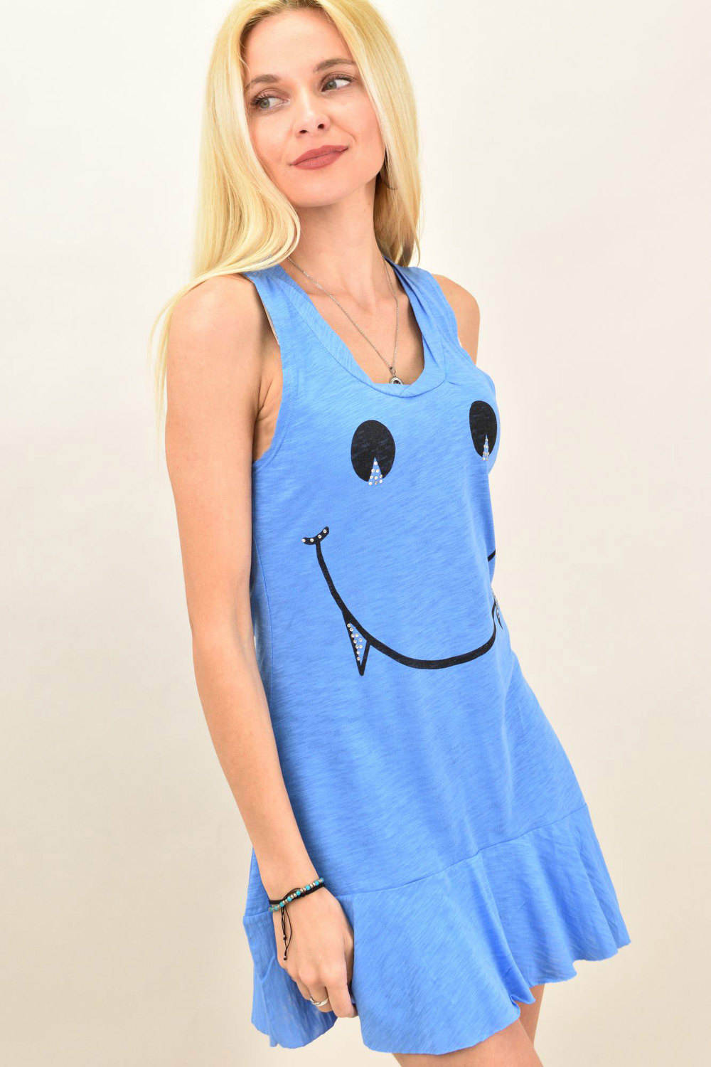 Γυναικείο μπλουζοφόρεμα με σχέδιο φατσούλα Μπλε 11912 φωτογραφία