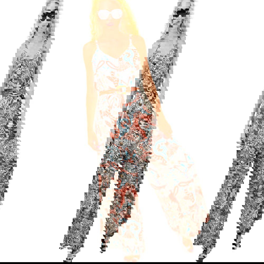 Ολόσωμη φόρμα εμπριμέ Κεραμιδί 12151