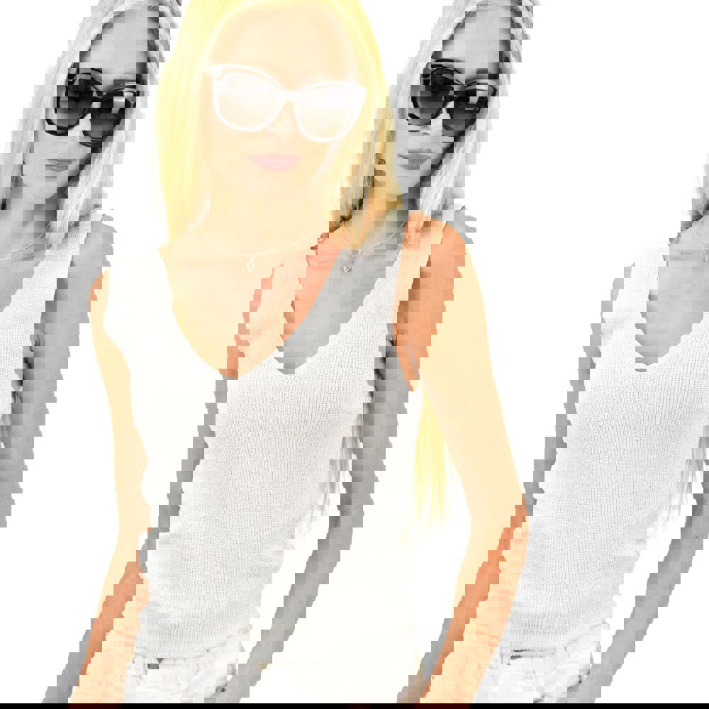 Γυναικείο τοπ με ασημοκλωστή Λευκό 12025