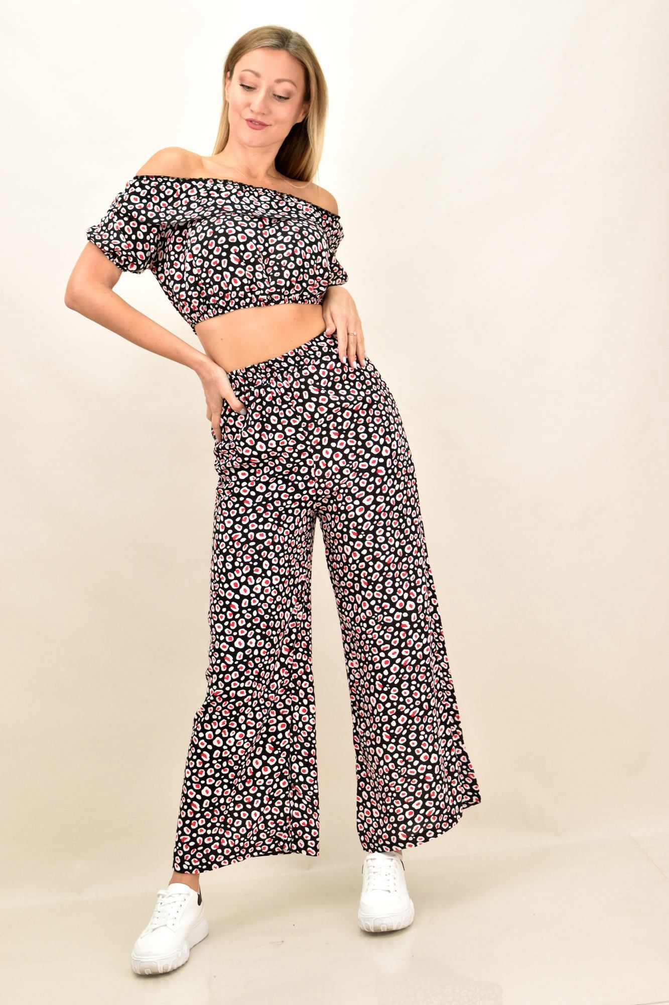 Γυναικείο crop top με βολάν Μαύρο 11631