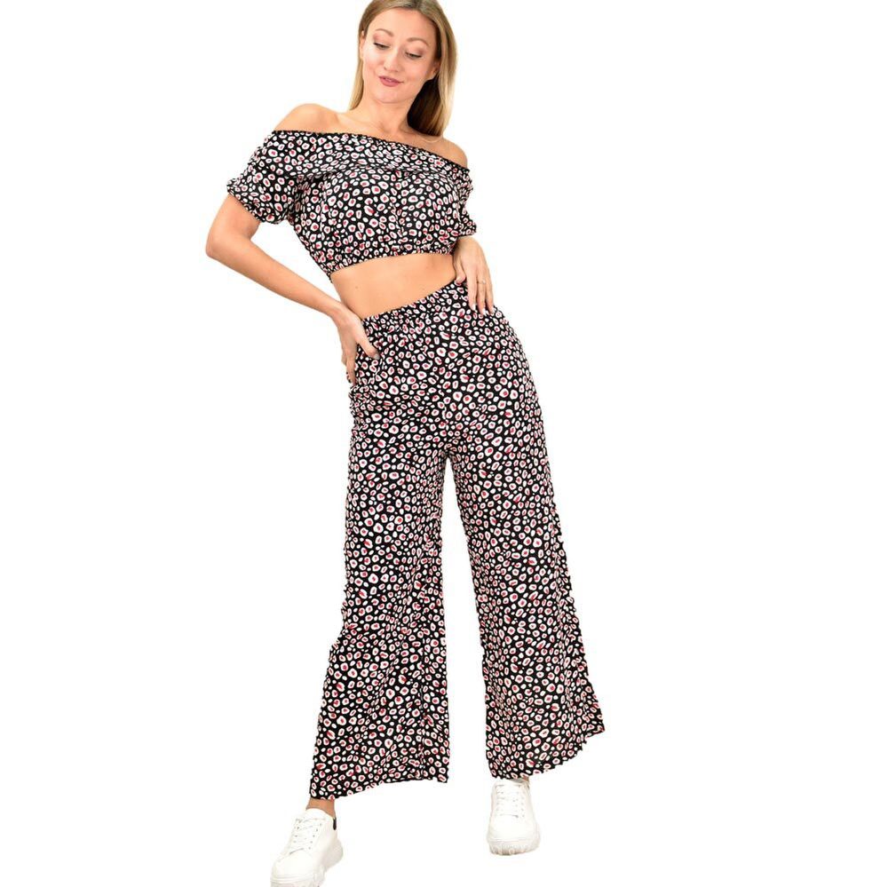 Γυναικείο crop top με βολάν Μαύρο 11631