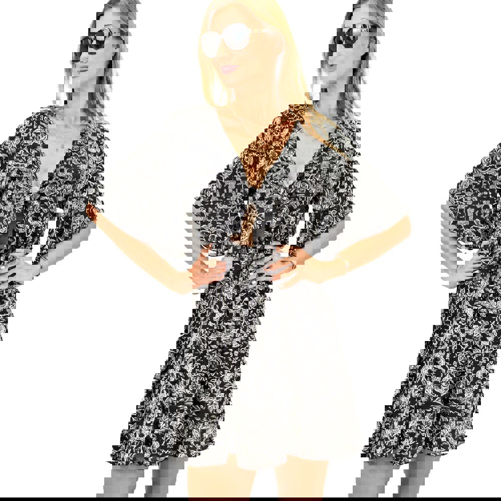 Γυναικείο φόρεμα με κόμπο Μαύρο 11587