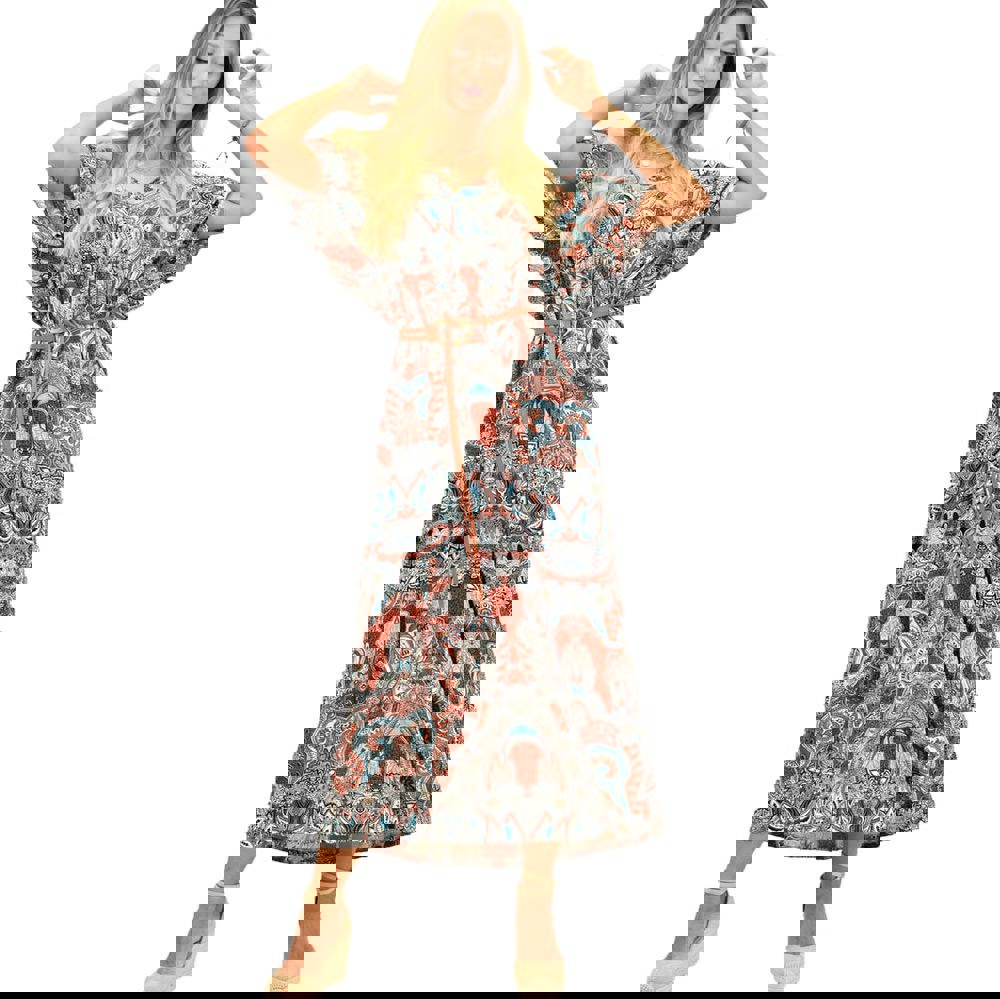 Γυναικείο μακρύ φόρεμα αέρινο Κεραμιδί 11600