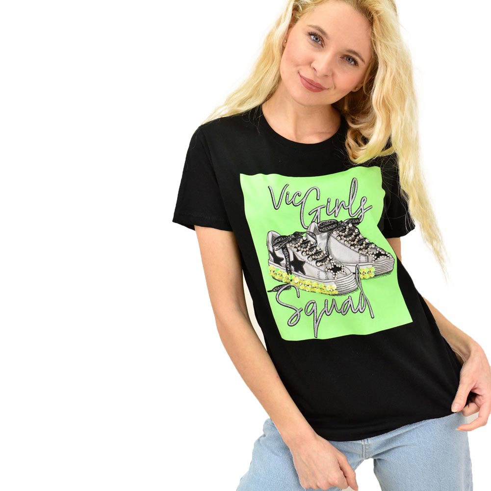 Γυναικείο T-shirt με στάμπα Μαύρο 13914