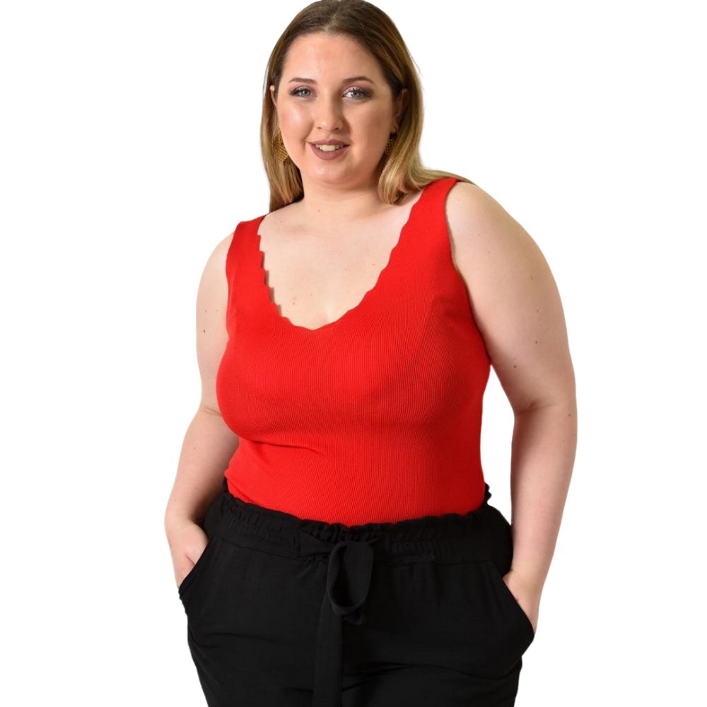 Γυναικείο Plus Size πλεκτό τοπ Κόκκινο 24349