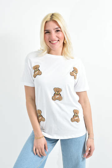 T-shirt με αρκουδάκια σε λευκό