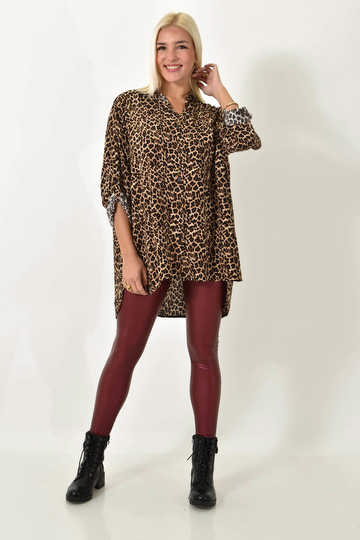 Λεοπάρ πουκάμισο με γυριστά μανίκια